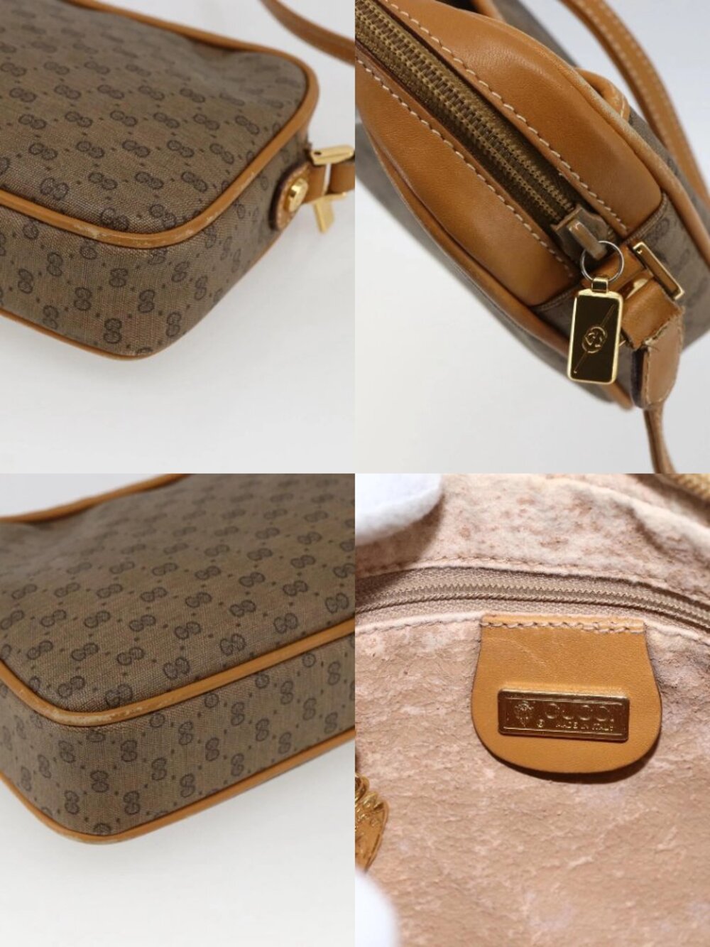 GUCCI Micro GG Supreme Shoulder Bag PVC Beige Gold Auth BA10759 - Picture 13 of 14